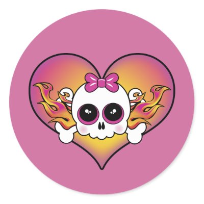 Cute Girly Luggage Sets on Cute Girly Skull And Crossbones With Flames Set Upon A Heart In Hues