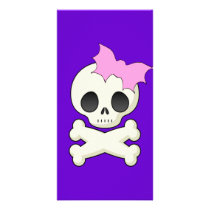 Cute Skull n Crossbones with Bat Bow photo cards by HalloweenSpirit Cute Skull n Crossbones with Bat Bow photo cards