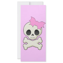 Cute Skull n Crossbones with Bat Bow Custom Rack Cards