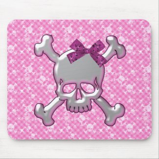 Cute Skull with Ribbon Pink Gothic Mousepad mousepad
