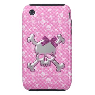Cute Skull with Ribbon Pink iPhone 3 Case casematecase