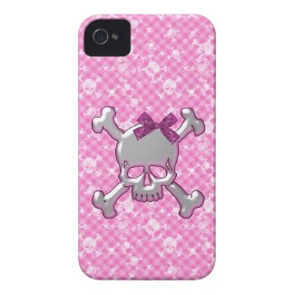 Cute Skull with Ribbon Pink iPhone 4 Case casematecase