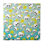 Cute Skulls And Stars Pattern Ceramic Tiles