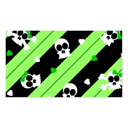 Cute Skulls Green and Black Business Cards (back side)
