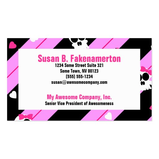 Cute Skulls Pink and Black Business Cards