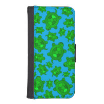 Cute sky blue turtle pattern iPhone 5 wallet case at Zazzle