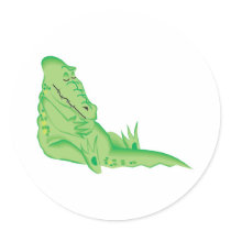 cute sleeping alligator round stickers