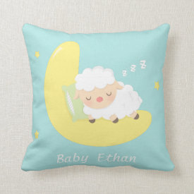 Cute Sleeping Baby Lamb Kids Nursery Room Decor Throw Pillow