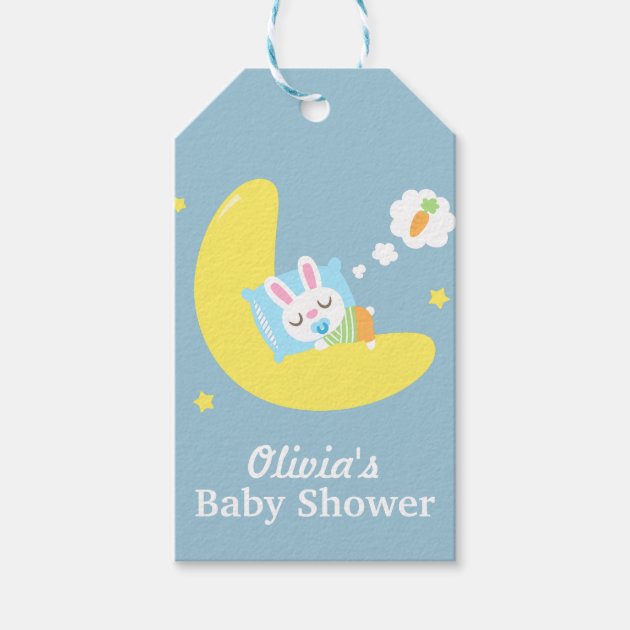 Cute Sleeping Bunny on Moon Baby Shower Pack Of Gift Tags 1/3