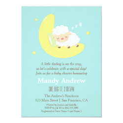 Cute Sleeping Lamb Baby Shower Party Invitations 4.5" X 6.25" Invitation Card