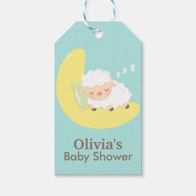 Cute Sleeping Lamb Baby Shower Party Tags Pack Of Gift Tags 1/3