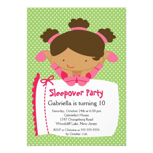 CUTE Sleepover Birthday Party Inviation Custom Announcement (front side)