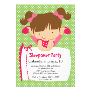 CUTE Sleepover Birthday Party Inviation Invitation