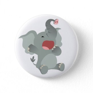 Cute Sleepy Cartoon Elephant Button Badge button