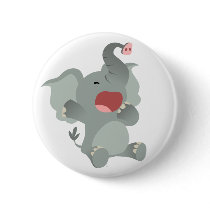 Cute Sleepy Cartoon Elephant  Button Badge