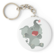 Cute Sleepy Cartoon Elephant  Keychain