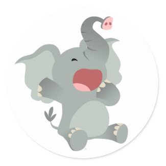 Cute Sleepy Cartoon Elephant Sticker sticker