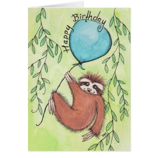 Cute Sloth Happy Birthday Greeting Card Zazzle