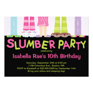 Cute Slumber Party Birthday Party Invitations