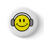 cute smiley face with headphones buttons