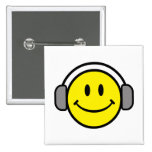 cute smiley face with headphones buttons