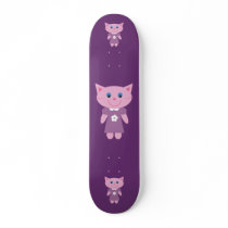 Cute Smiling Cartoon Cats Purple Skateboard