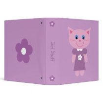 Cute Smiling Cartoon Character Cat Lilac Binder