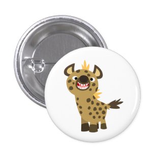 Cute Smiling Cartoon Hyena Button Badge