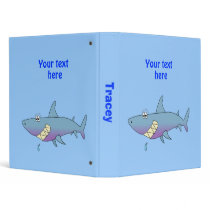 Cute Smiling Cartoon Shark Customizable Template Vinyl Binder