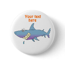 Cute Smiling Cartoon Shark Customizable Template Pin