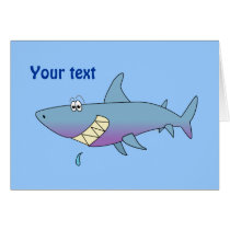 Cute Smiling Cartoon Shark Customizable Template Card