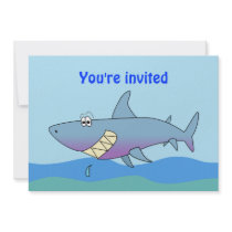 Cute Smiling Cartoon Shark Party Invitations