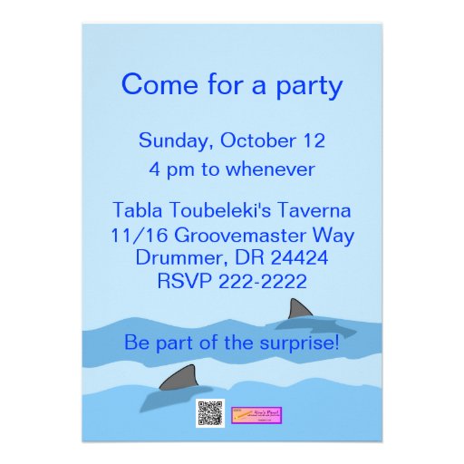 Cute Smiling Cartoon Shark Party Invitations