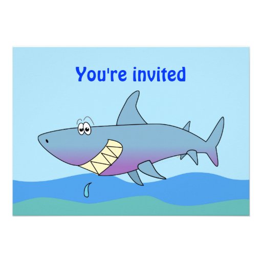 Cute Smiling Cartoon Shark Party Invitations