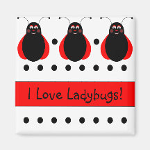 Cute Smiling Ladybug Customizable Magnet