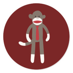 Cute Smiling Sock Monkey with Tie Sticker