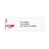 Cute Smiling Superhero Tooth With Toothbrush Return Address Labels