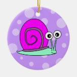 Cute Snail Cartoon Pink with Purple Background Christmas Ornament