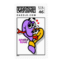 Cute snake-love postage stamp