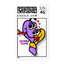 Cute snake-love postage stamp