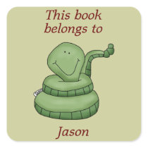 Cute Snake This Book Belongs To Book Plate Sticker stickers
