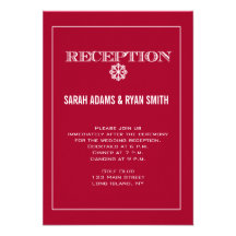 Cute Snowflake Red Wedding Reception Invitation