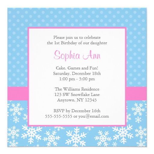 Cute Snowflakes Winter Onederland Photo Birthday Invitations
