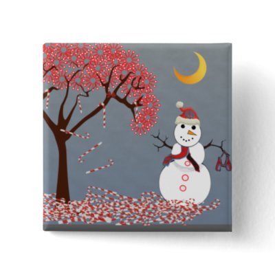 Cute Snowman Pinback Buttons