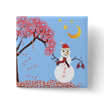 Cute Snowman Candy Cane Tree Magnet Pins
