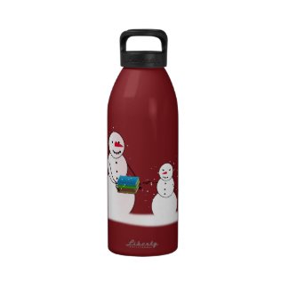 Cute Snowman & Child Back To School Reusable Water Bottles