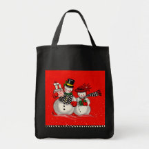 Cute Snowman Couple Bags