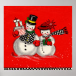 Cute Snowman Couple Print