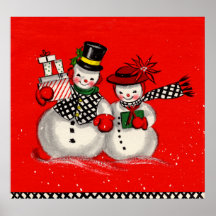 Cute Snowman Couple Print