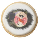 Cute Snowman Face Round Premium Shortbread Cookie